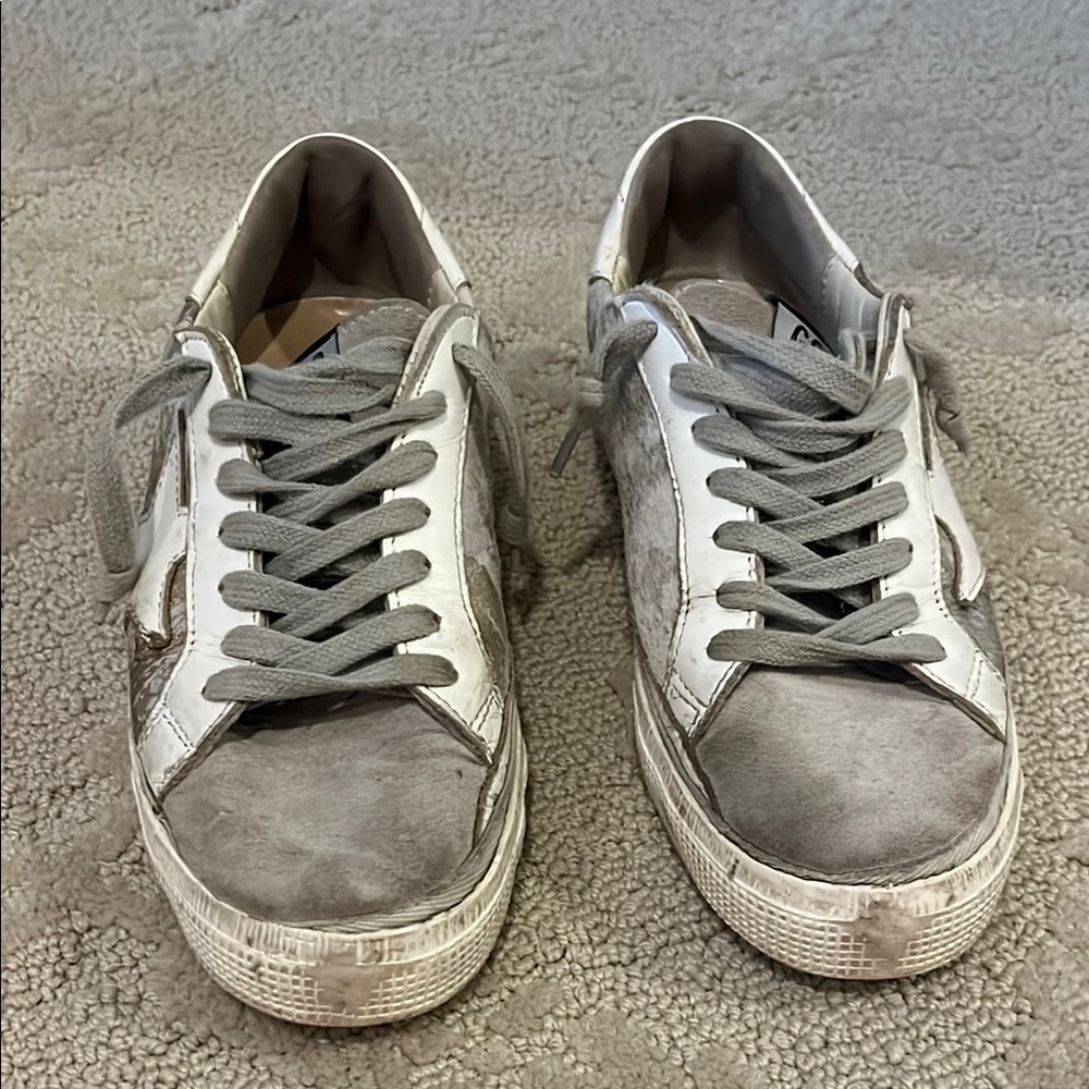 Golden Goose Gray and White Sneakers